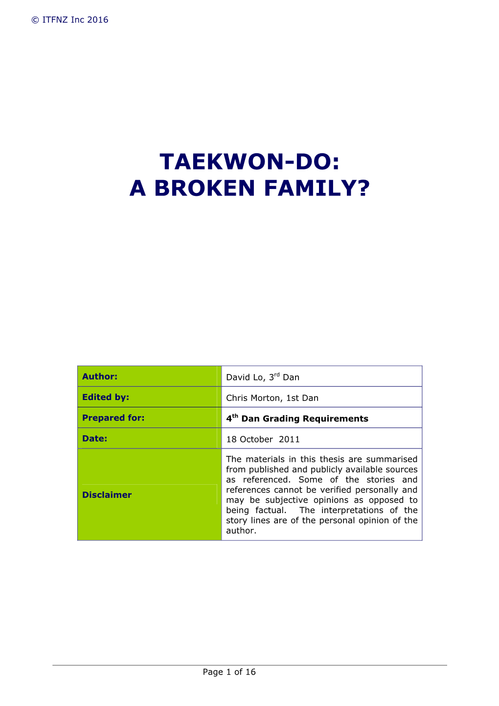 A Broken Family?