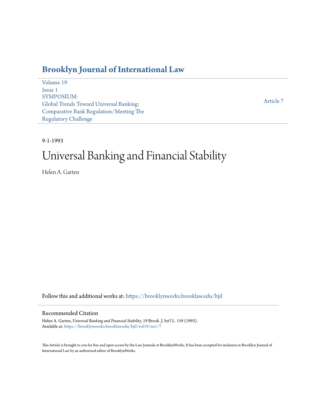 Universal Banking and Financial Stability Helen A