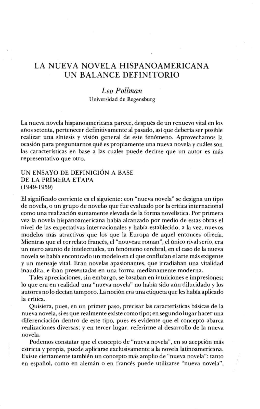 La Nueva Novela Hispanoamericana Un Balance Definitorio