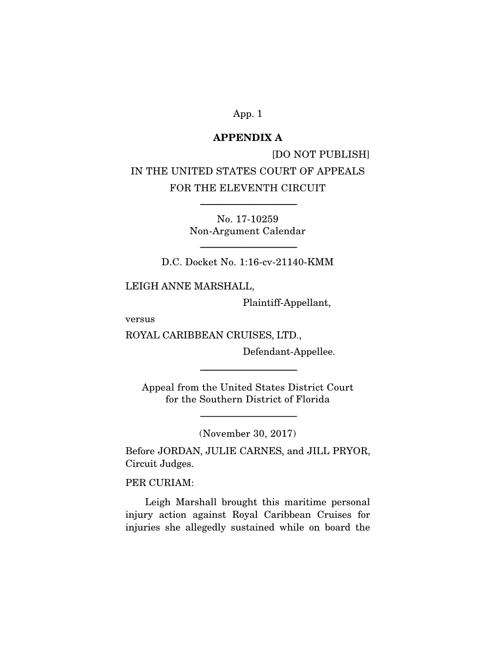 App. 1 APPENDIX a [DO NOT PUBLISH] in the UNITED STATES