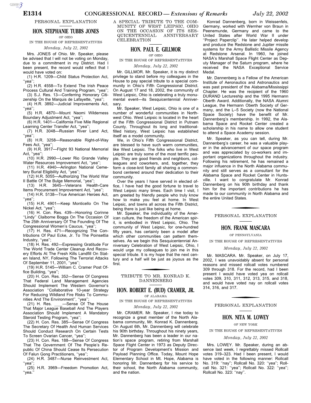 CONGRESSIONAL RECORD— Extensions of Remarks E1314 HON