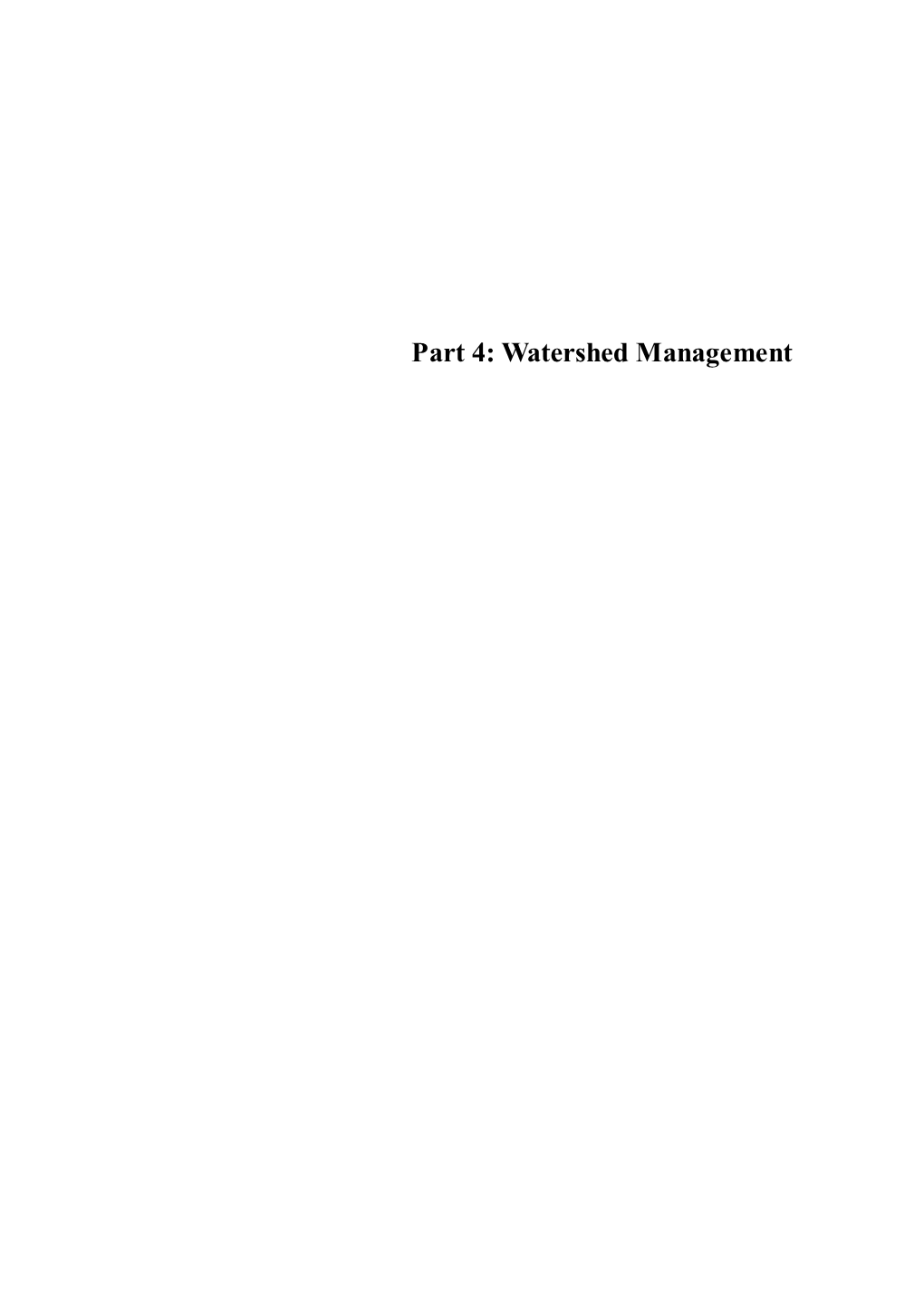 Part 4: Watershed Management