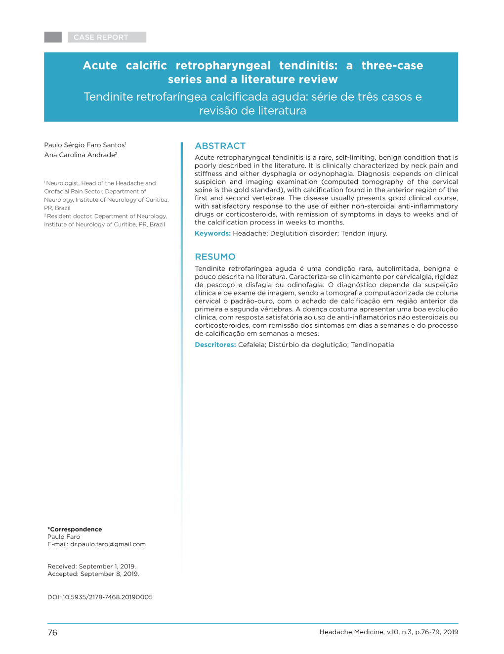 Acute Calcific Retropharyngeal Tendinitis