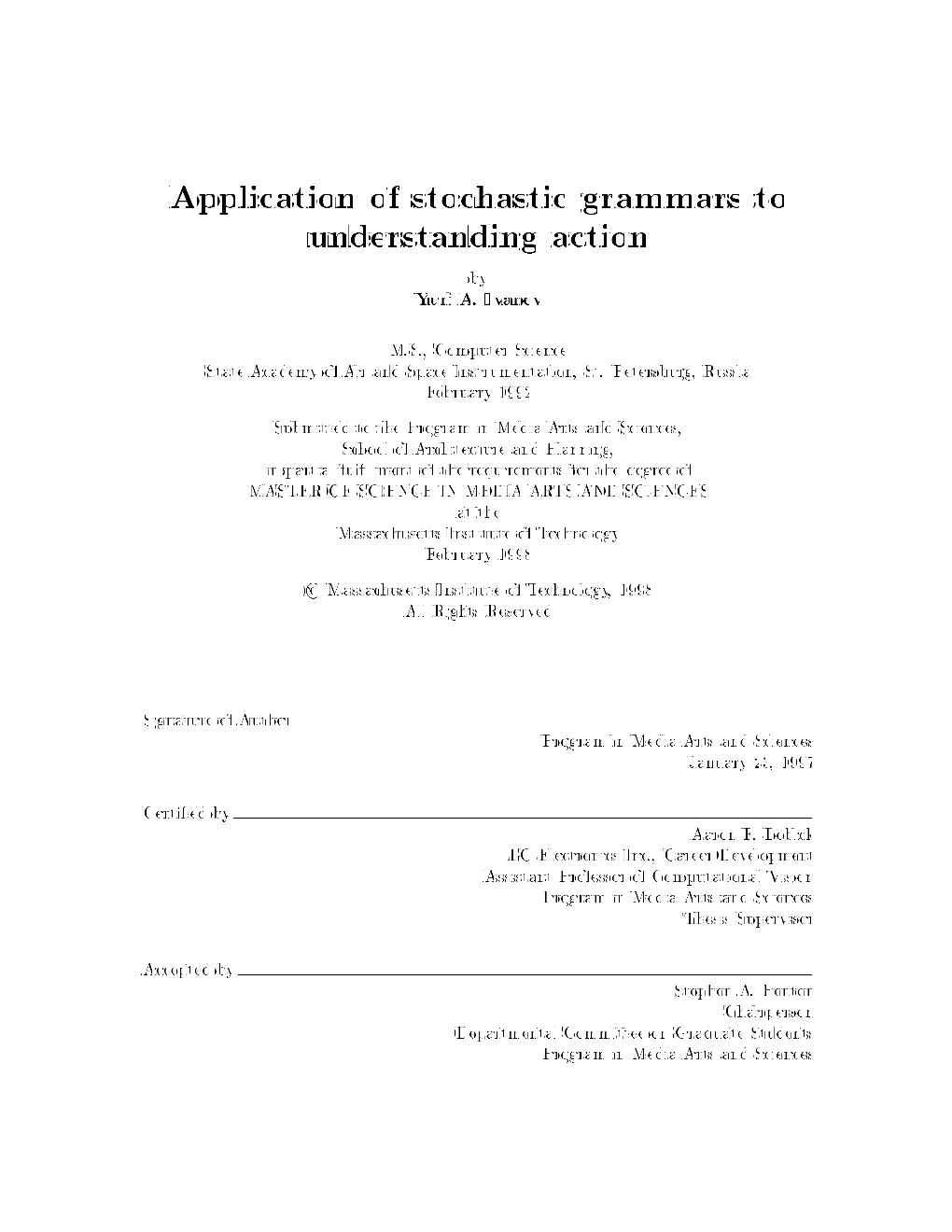 Application of Stochastic Grammars to Understanding Action