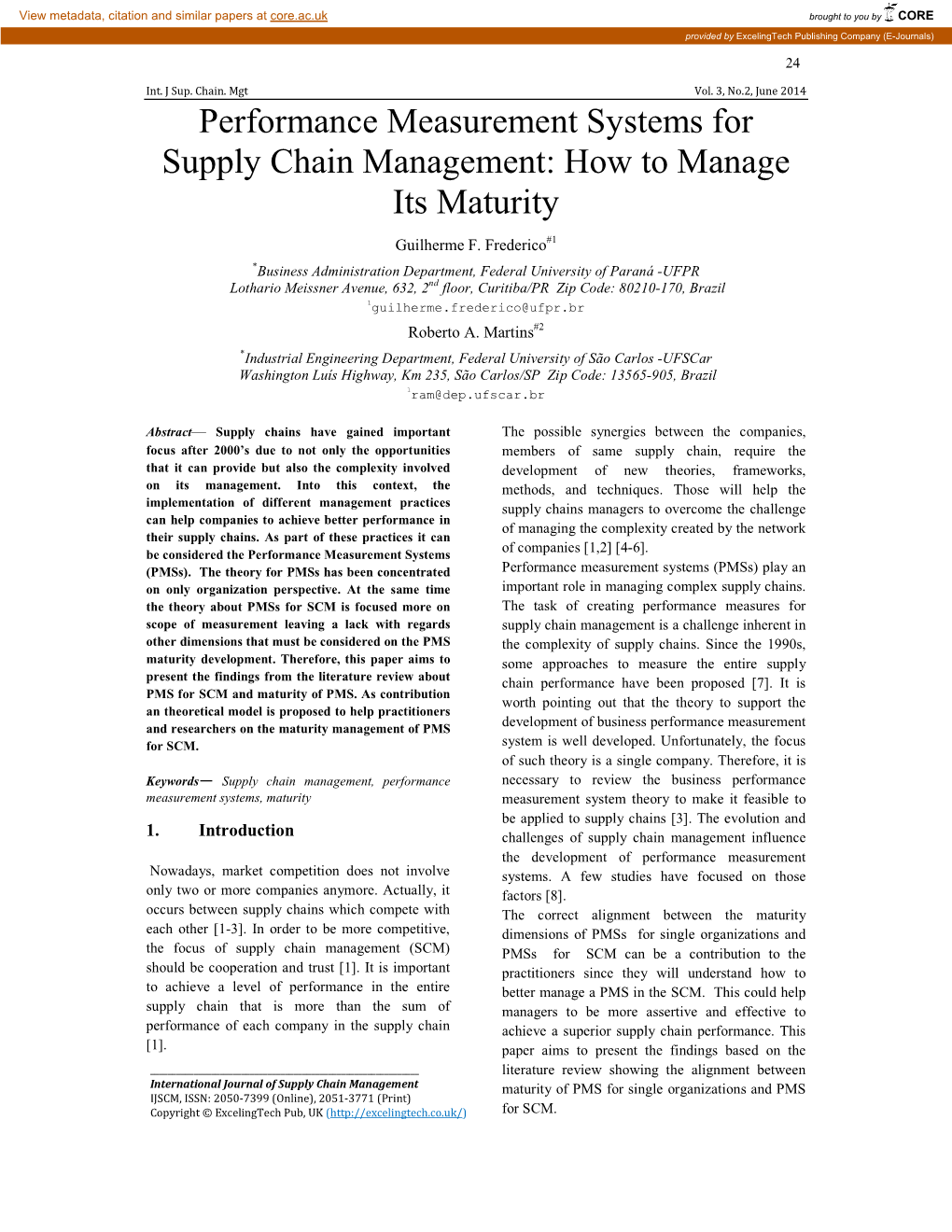 Performance Measurement Systems for Supply Chain Management: How to Manage Its Maturity