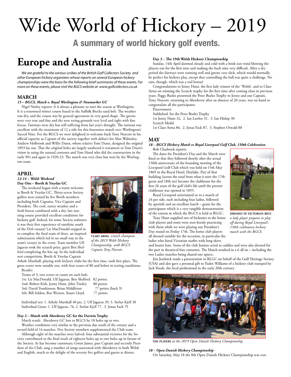 Wide World of Hickory – 2019 a Summary of World Hickory Golf Events