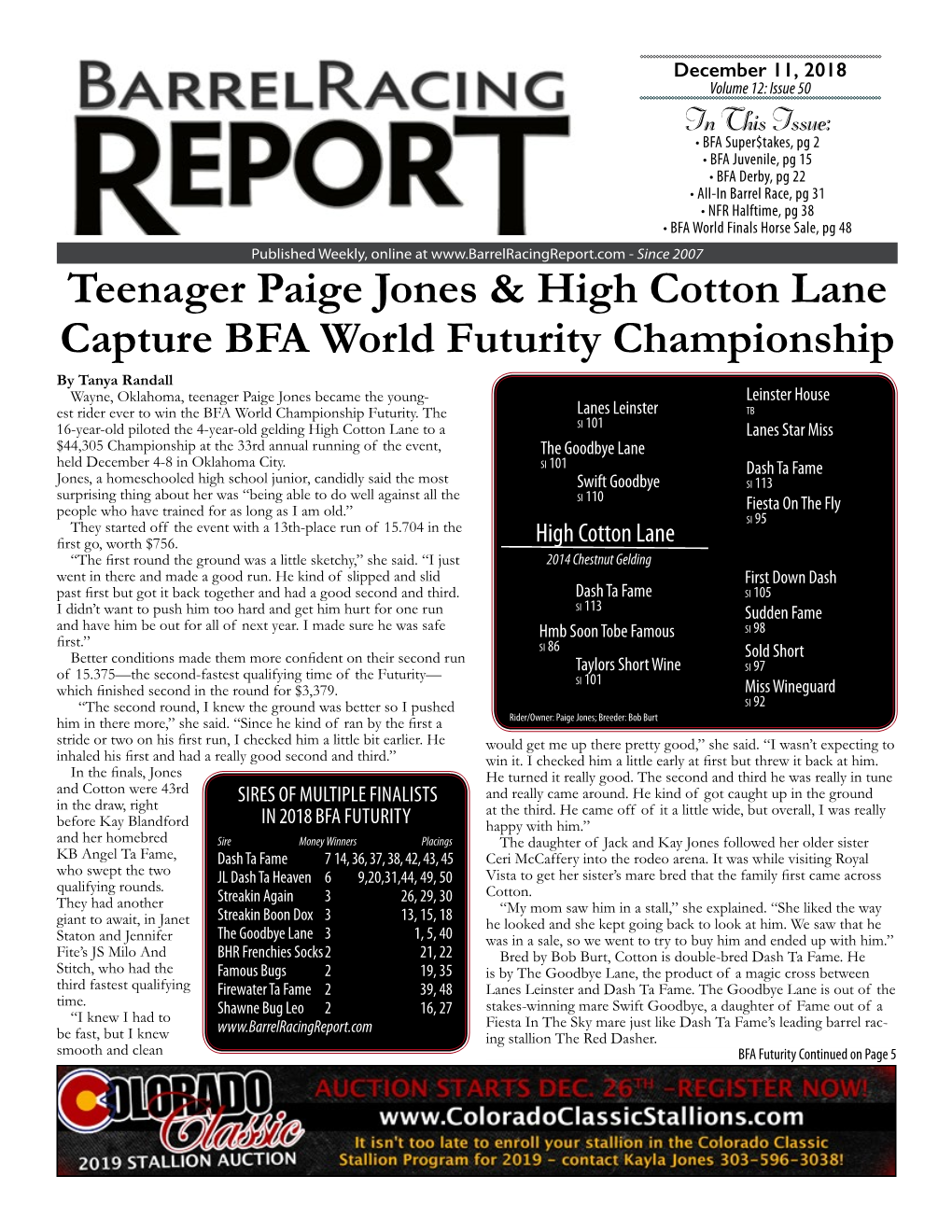 Teenager Paige Jones & High Cotton Lane Capture BFA World Futurity Championship