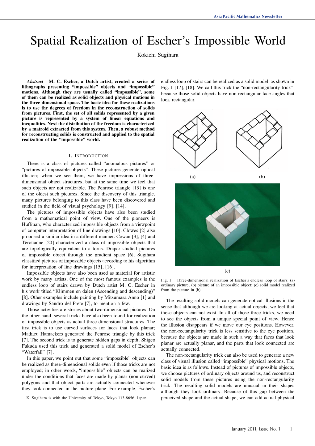 Spatial Realization of Escher's Impossible World