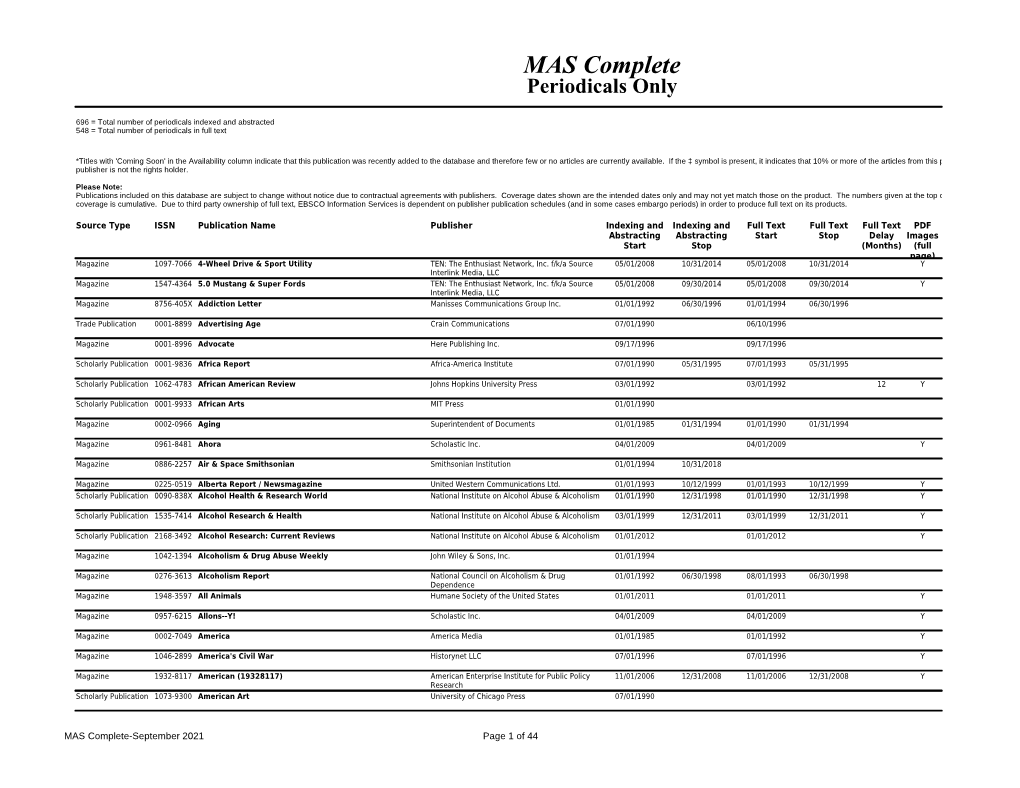 MAS Complete Periodicals Only