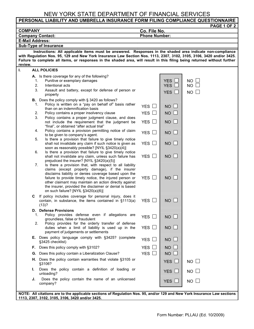 Claims Made Review Check List