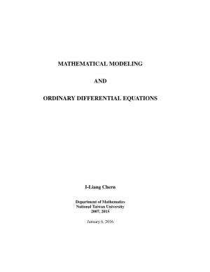 Mathematical Modeling and Ordinary Differential Equations