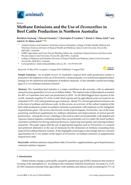 Methane Emissions and the Use of Desmanthus in Beef Cattle Production in Northern Australia