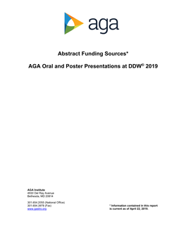 Abstract Funding Sources* AGA Oral and Poster Presentations at DDW