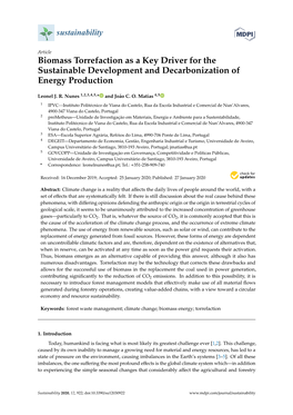 Biomass Torrefaction As a Key Driver for the Sustainable Development and Decarbonization of Energy Production