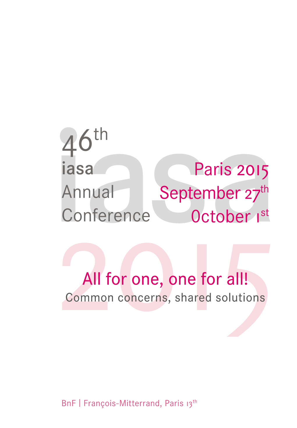 Iasa Annual Conference Paris 2015 September 27Th 0Ctober