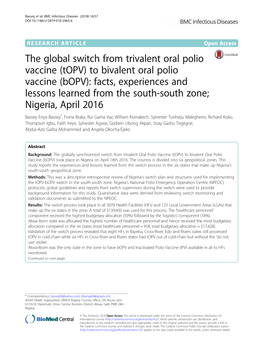 Topv) to Bivalent Oral Polio Vaccine (Bopv