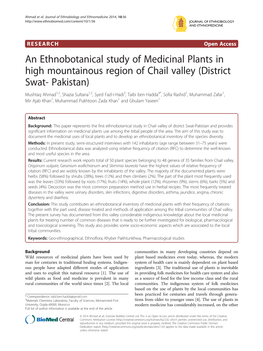 An Ethnobotanical Study of Medicinal Plants in High Mountainous Region