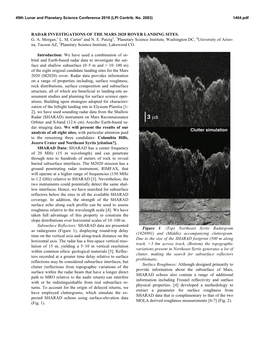 Radar Investigations of the Mars 2020 Rover Landing Sites