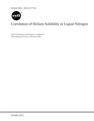 Correlation of Helium Solubility in Liquid Nitrogen