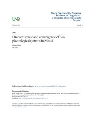 On Coexistence and Convergence of Two Phonological Systems in Michif Donna Evans SIL-UND