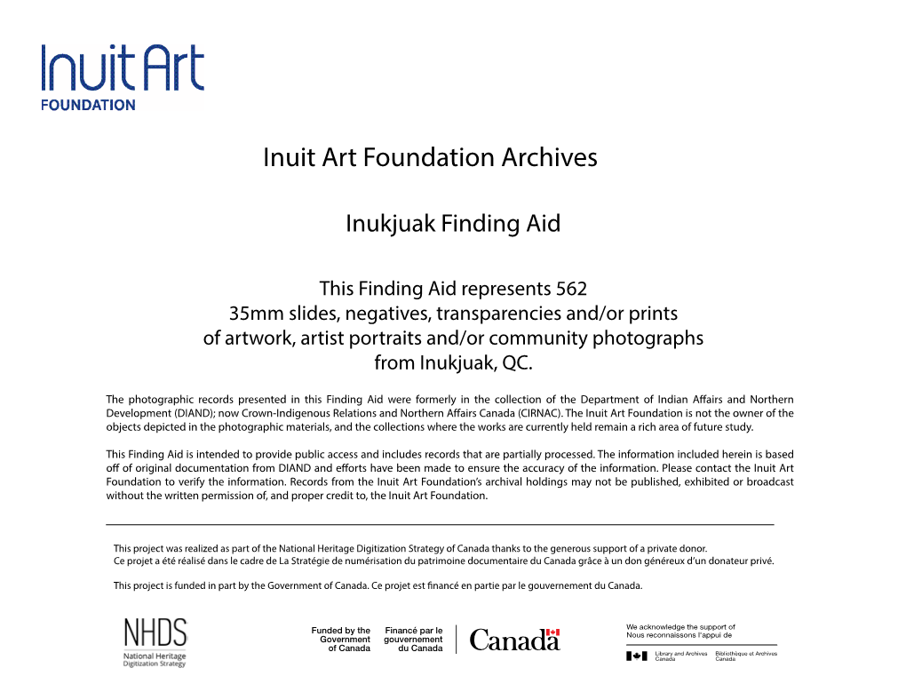 Inukjuak Finding Aid