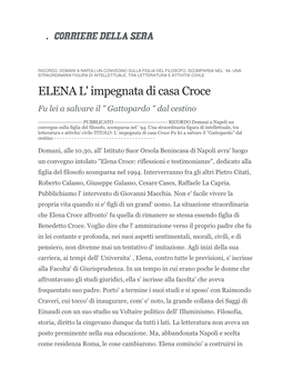 Elena L'impegnata Di Casa Croce Di Giovanni Macchia