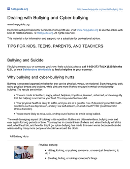 Dealing with Bullying and Cyber-Bullying