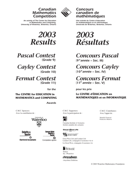 2003 2003 Results Résultats