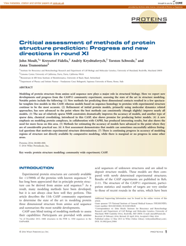 Critical Assessment of Methods of Protein Structure Prediction