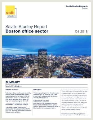 Savills Studley Report Boston Office Sector Q1 2018