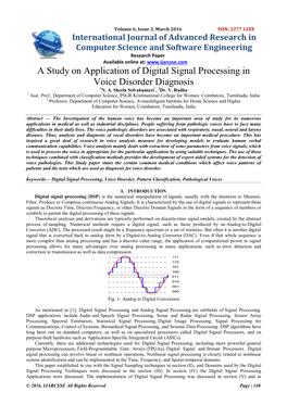 A Study on Application of Digital Signal Processing in Voice Disorder Diagnosis 1N