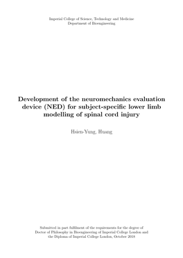 Development of the Neuromechanics Evaluation Device (NED) for Subject-Specifc Lower Limb Modelling of Spinal Cord Injury