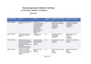 Planning Applications Validated - Valid Only for the Period:-15/04/2019 to 19/04/2019