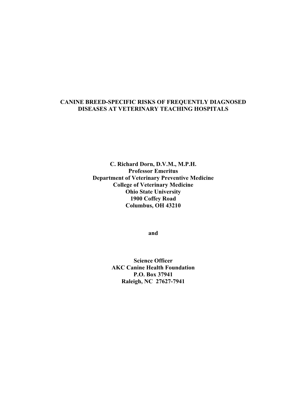 Canine Breed-Specific Risks of Frequently Diagnosed Diseases at Veterinary Teaching Hospitals