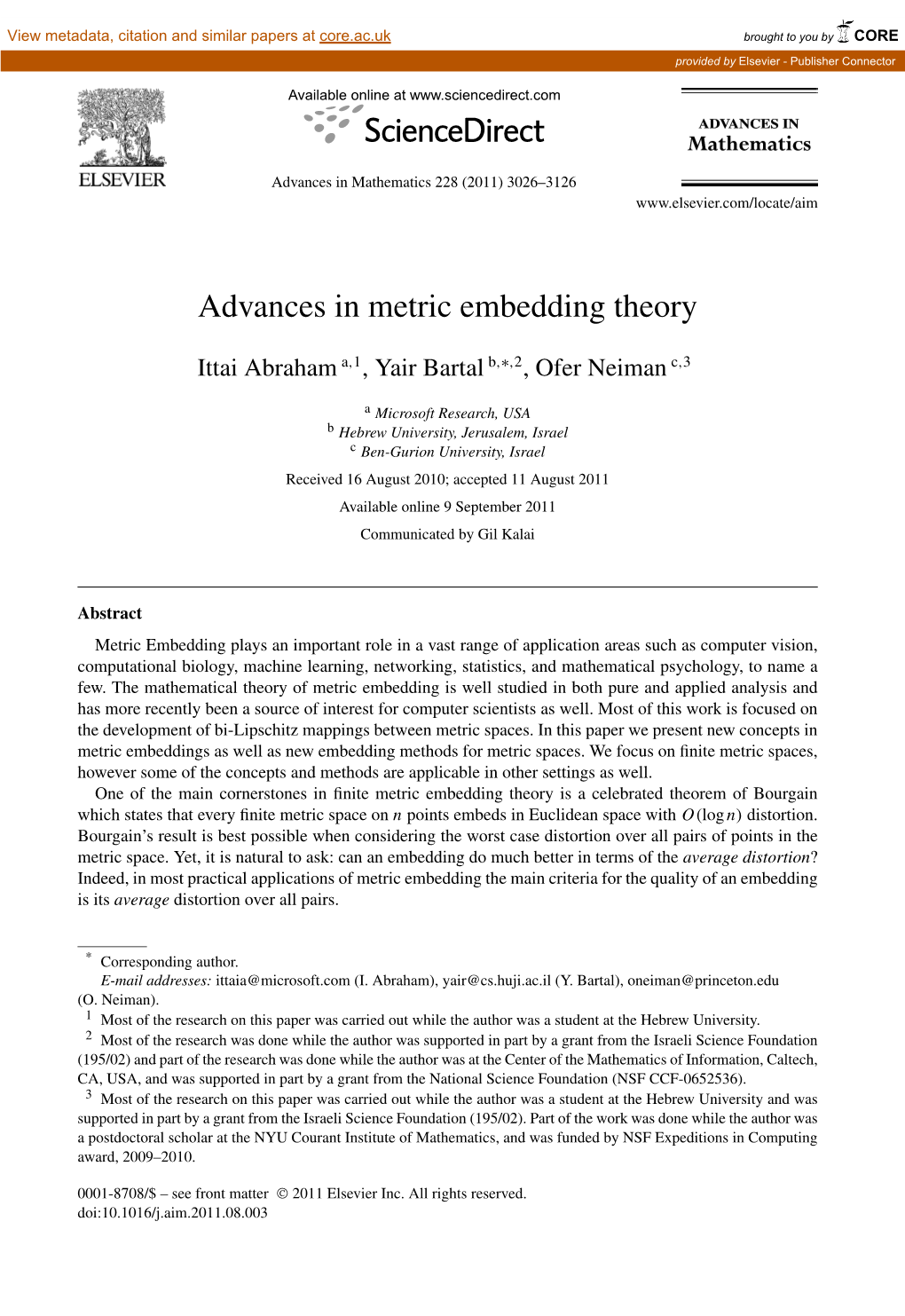 Advances in Metric Embedding Theory