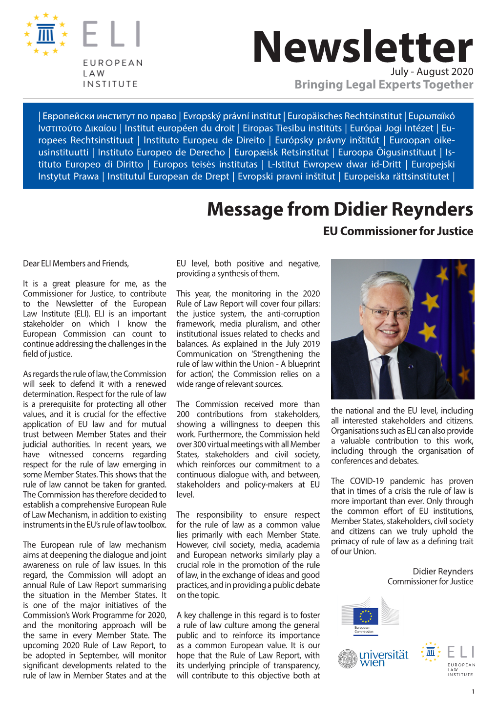 Newsletter July - August 2020 Bringing Legal Experts Together