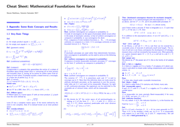 Cheat Sheet: Mathematical Foundations for Finance