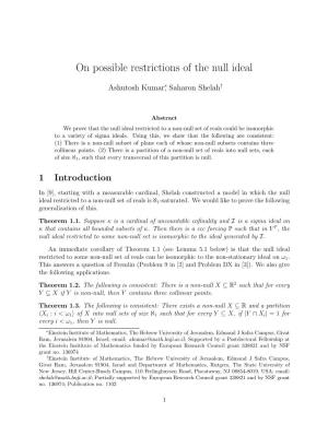 On Possible Restrictions of the Null Ideal