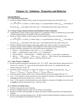 Chapter 11: Solutions: Properties and Behavior