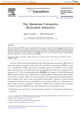 Toy Quantum Categories (Extended Abstract)
