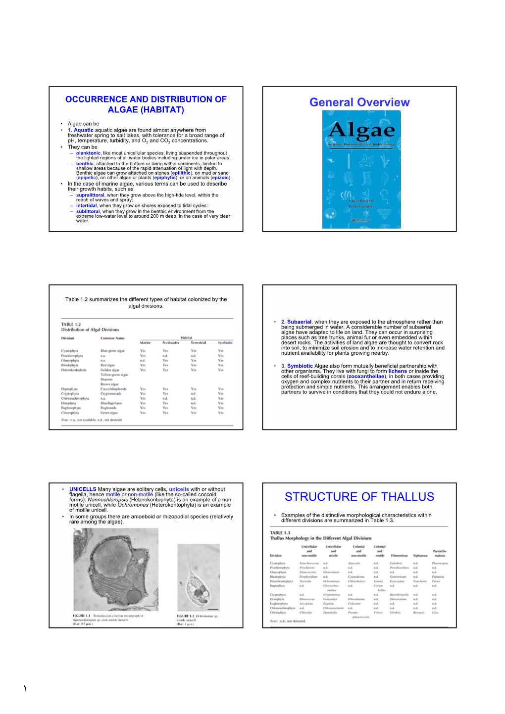 General Overview STRUCTURE of THALLUS