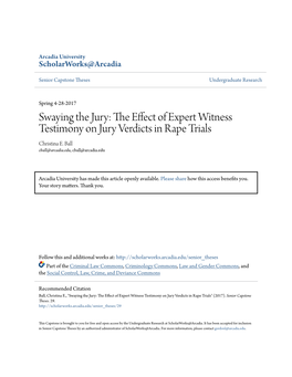 The Effect of Expert Witness Testimony on Jury Verdicts in Rape Trials" (2017)