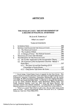 The Insular Cases: the Establishment of a Regime of Political Apartheid