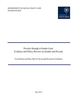 Poverty Through a Gender Lens: Evidence and Policy Review on Gender and Poverty