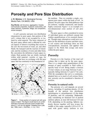 Porosity and Pore Size Distribution, in Hillel, D., Ed