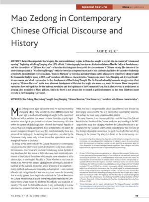 Mao Zedong in Contemporary Chinese Official Discourse and History ARIF DIRLIK (1)