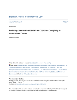 Reducing the Governance Gap for Corporate Complicity in International Crimes