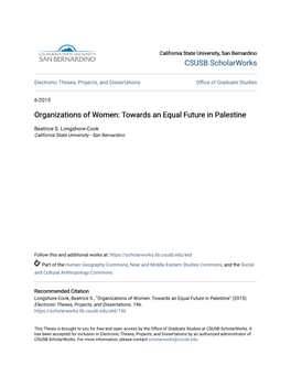 Organizations of Women: Towards an Equal Future in Palestine