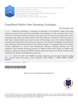 Cloud-Based Mobile Video Streaming Techniques