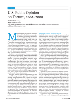 U.S. Public Opinion on Torture, 2001–2009